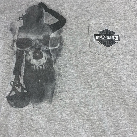 Harley Davidson Grey Cancun Pocket Tee - Picture 3 of 6